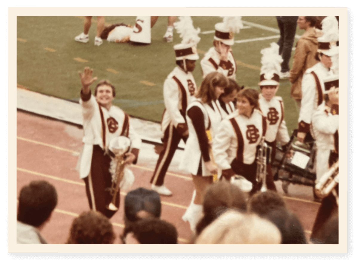 Steve and the BC band coming out for halftime.