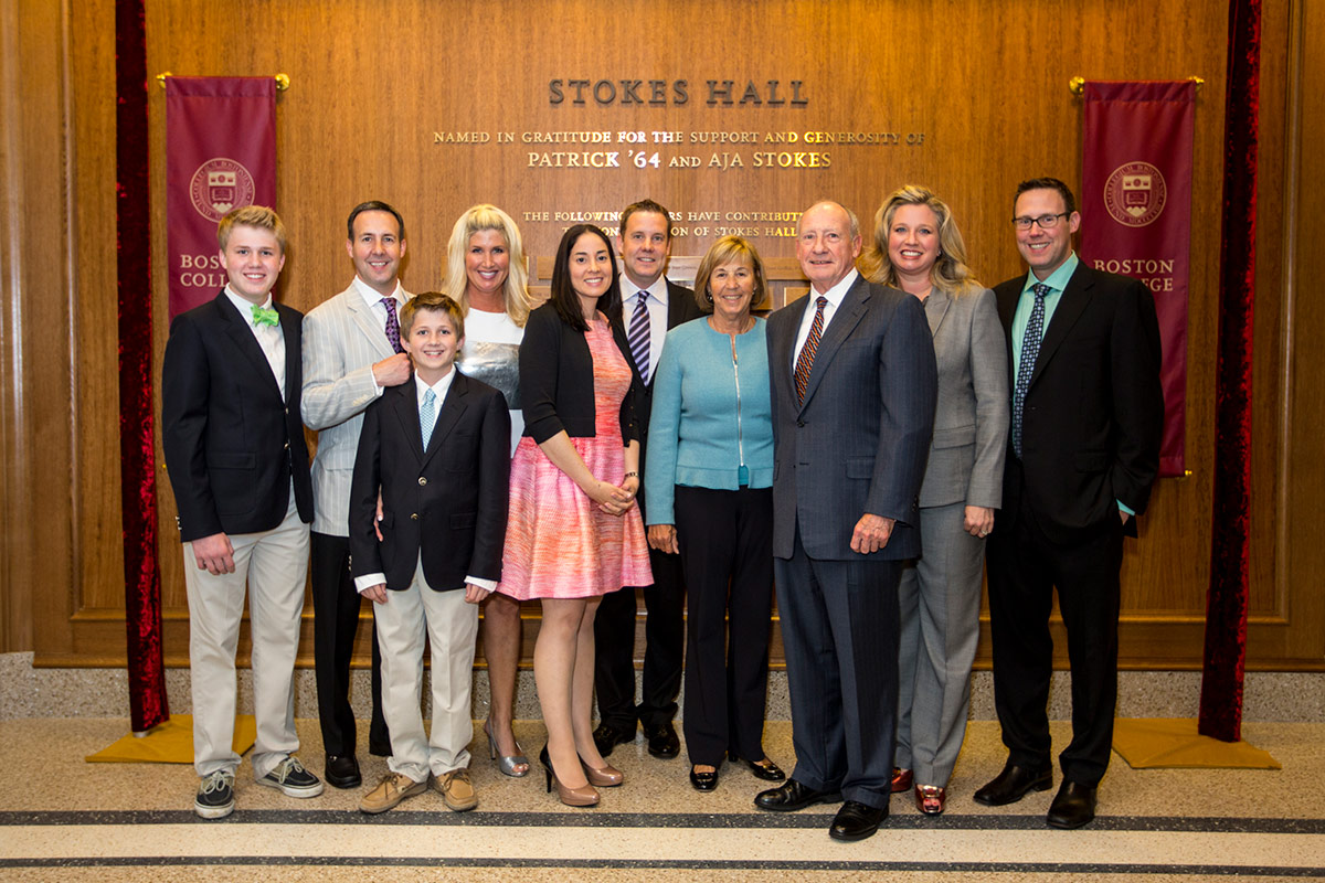 Pat and Aja Stokes, together with their three sons and their families, celebrated the opening of Stokes Hall in 2013.